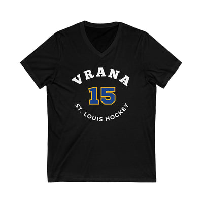 Vrana 15 St. Louis Hockey Number Arch Design Unisex V-Neck Tee