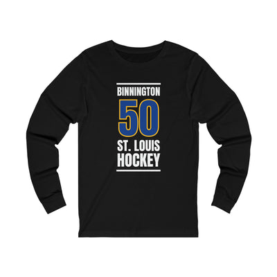 Binnington 50 St. Louis Hockey Blue Vertical Design Unisex Jersey Long Sleeve Shirt