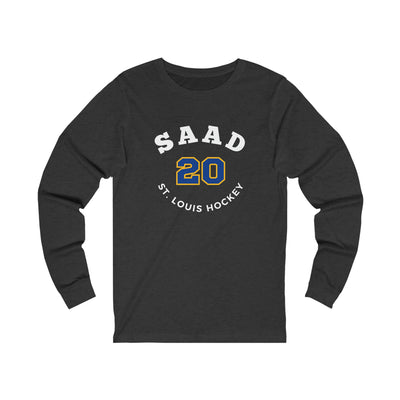 Saad 20 St. Louis Hockey Number Arch Design Unisex Jersey Long Sleeve Shirt