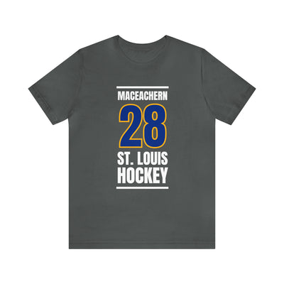 MacEachern 28 St. Louis Hockey Blue Vertical Design Unisex T-Shirt