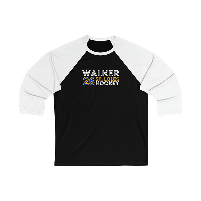 Walker 26 St. Louis Hockey Grafitti Wall Design Unisex Tri-Blend 3/4 Sleeve Raglan Baseball Shirt