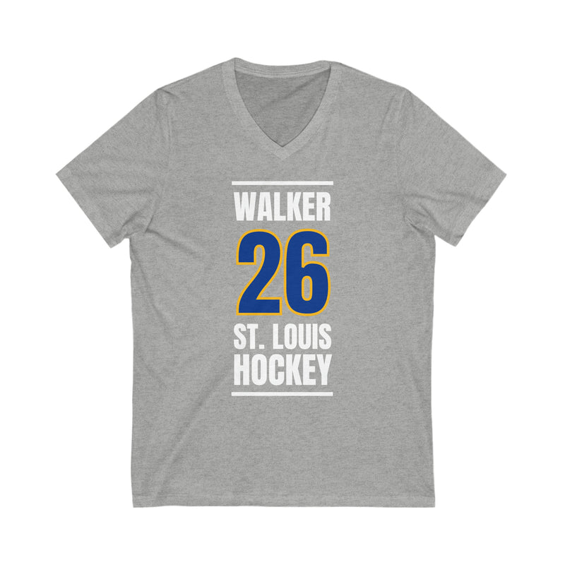 Walker 26 St. Louis Hockey Blue Vertical Design Unisex V-Neck Tee