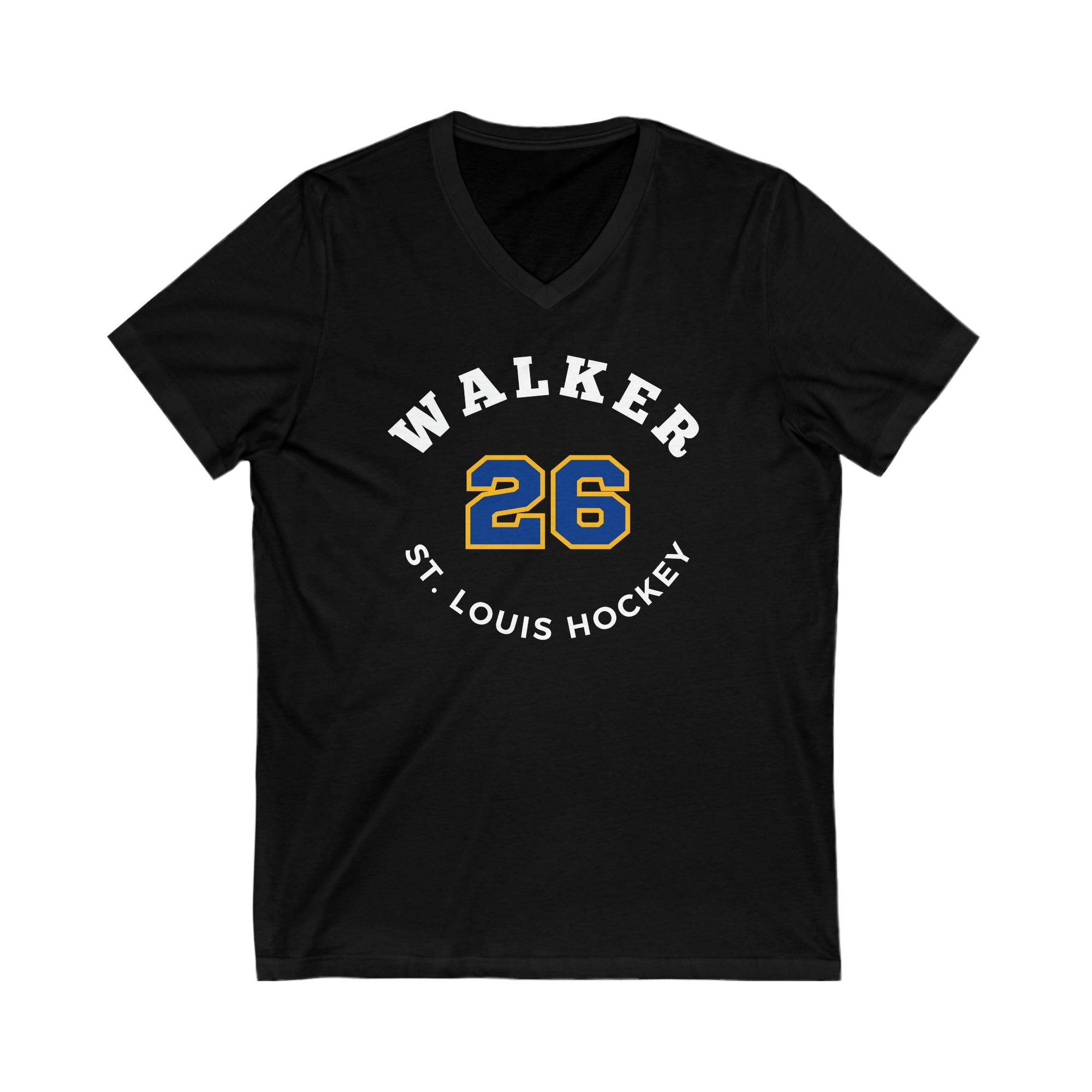 Walker 26 St. Louis Hockey Number Arch Design Unisex V-Neck Tee