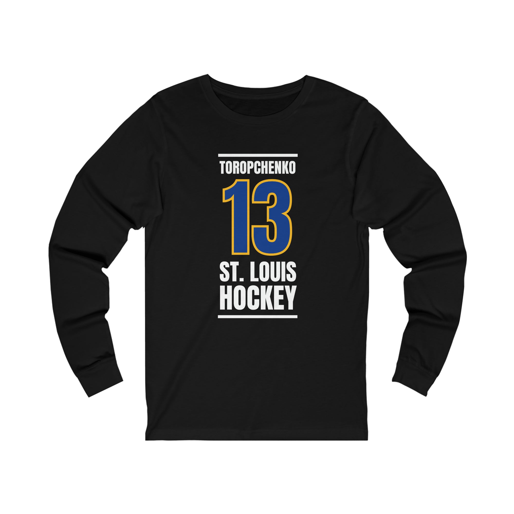 Toropchenko 13 St. Louis Hockey Blue Vertical Design Unisex Jersey Long Sleeve Shirt