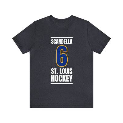 Scandella 6 St. Louis Hockey Blue Vertical Design Unisex T-Shirt