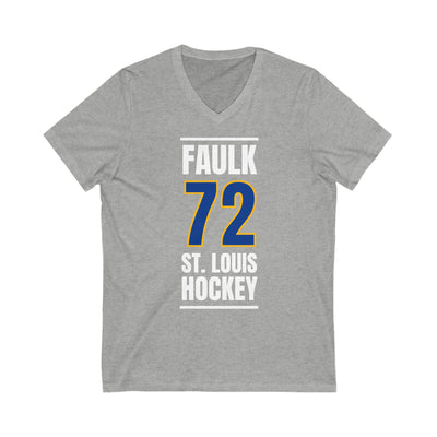 Faulk 72 St. Louis Hockey Blue Vertical Design Unisex V-Neck Tee