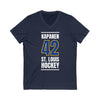 Kapanen 42 St. Louis Hockey Blue Vertical Design Unisex V-Neck Tee