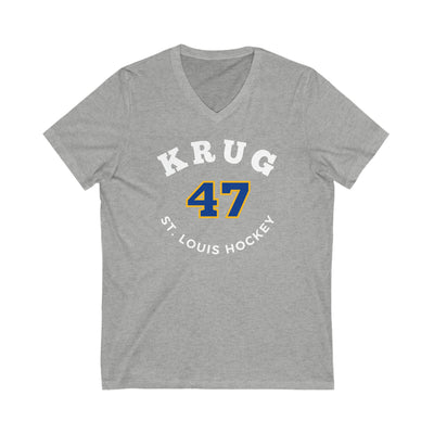 Krug 47 St. Louis Hockey Number Arch Design Unisex V-Neck Tee