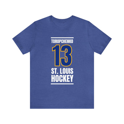 Toropchenko 13 St. Louis Hockey Blue Vertical Design Unisex T-Shirt