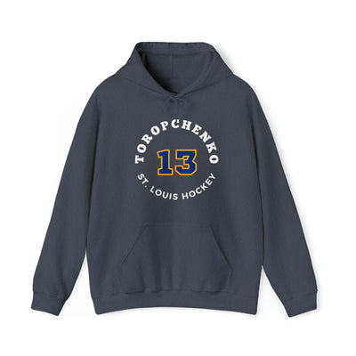 Toropchenko 13 St. Louis Hockey Number Arch Design Unisex Hooded Sweatshirt