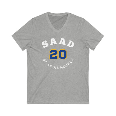 Saad 20 St. Louis Hockey Number Arch Design Unisex V-Neck Tee