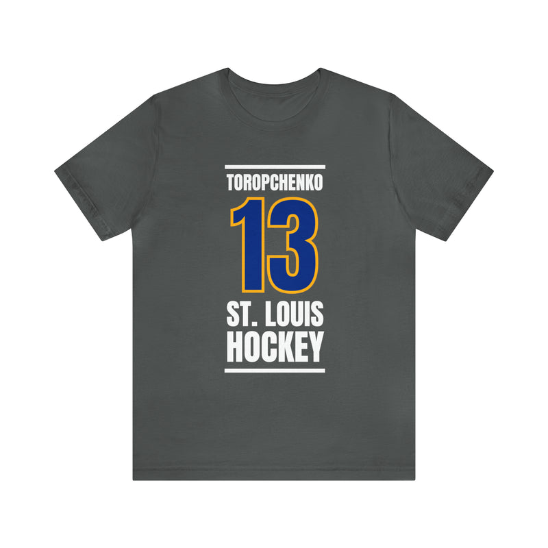Toropchenko 13 St. Louis Hockey Blue Vertical Design Unisex T-Shirt