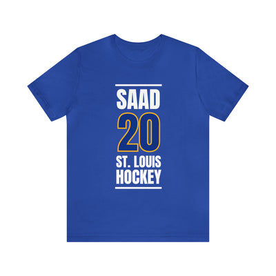 Saad 20 St. Louis Hockey Blue Vertical Design Unisex T-Shirt