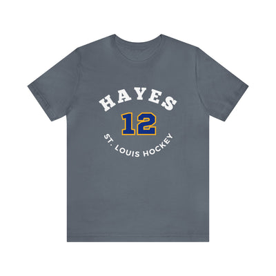 Hayes 12 St. Louis Hockey Number Arch Design Unisex T-Shirt