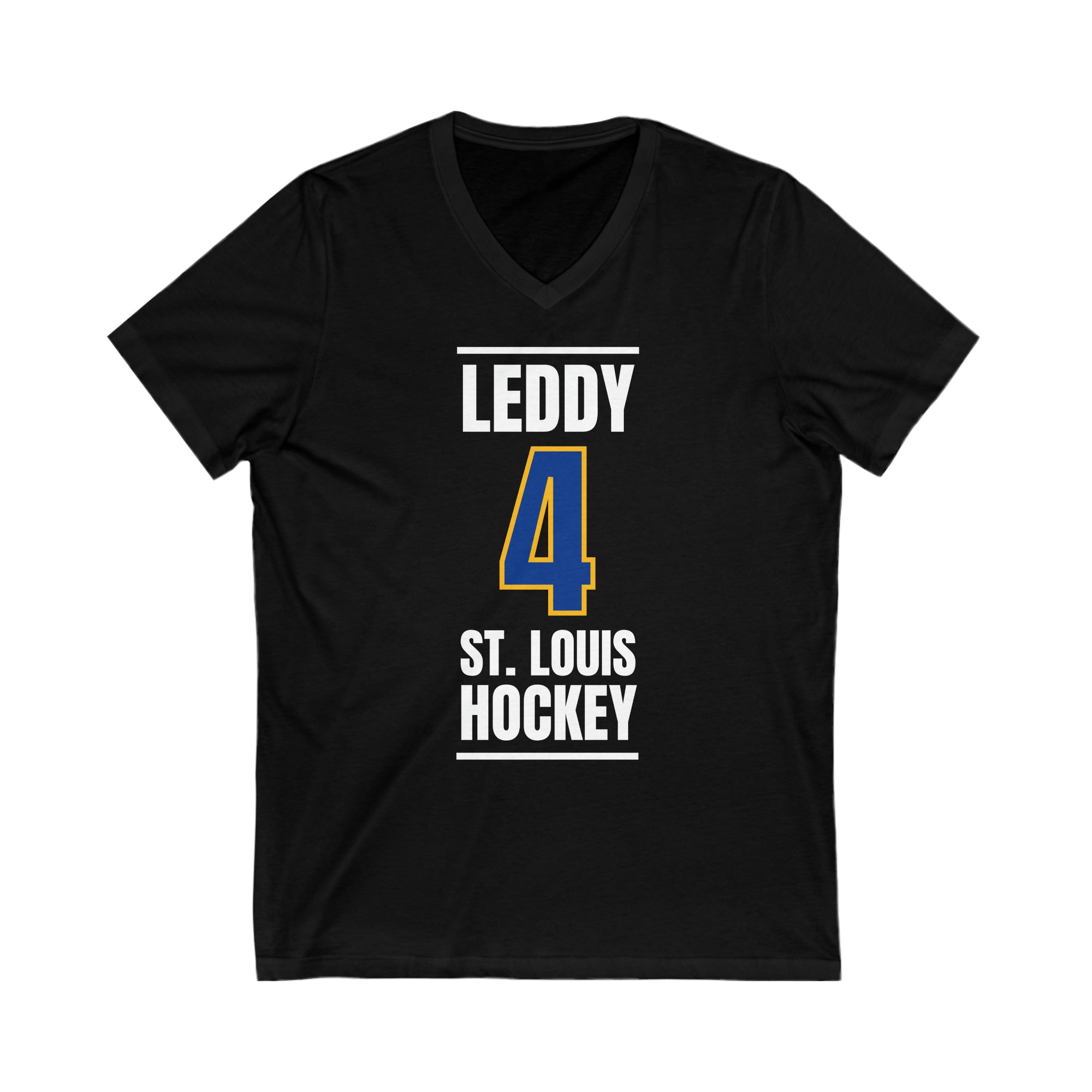 Leddy 4 St. Louis Hockey Blue Vertical Design Unisex V-Neck Tee