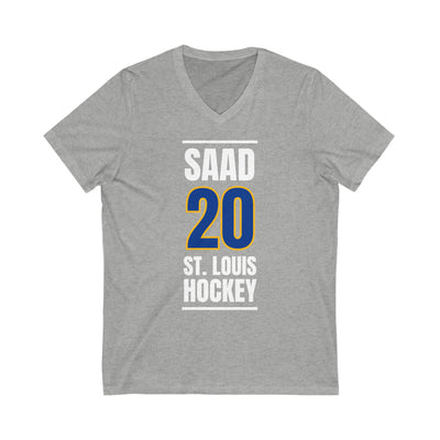 Saad 20 St. Louis Hockey Blue Vertical Design Unisex V-Neck Tee