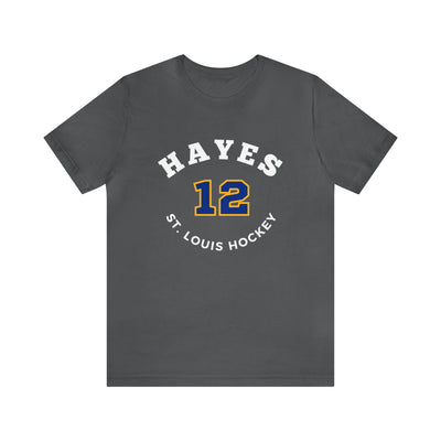 Hayes 12 St. Louis Hockey Number Arch Design Unisex T-Shirt