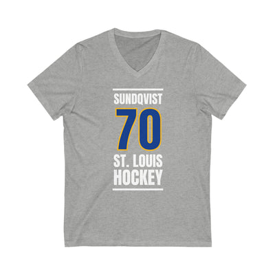 Sundqvist 70 St. Louis Hockey Blue Vertical Design Unisex V-Neck Tee