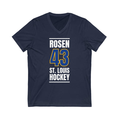 Rosen 43 St. Louis Hockey Blue Vertical Design Unisex V-Neck Tee