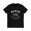 Blais 79 St. Louis Hockey Number Arch Design Unisex V-Neck Tee