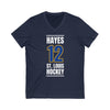 Hayes 12 St. Louis Hockey Blue Vertical Design Unisex V-Neck Tee