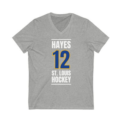 Hayes 12 St. Louis Hockey Blue Vertical Design Unisex V-Neck Tee