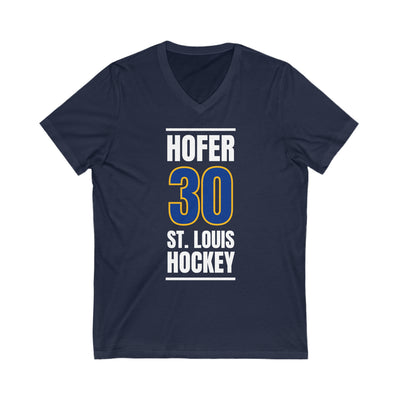 Hofer 30 St. Louis Hockey Blue Vertical Design Unisex V-Neck Tee