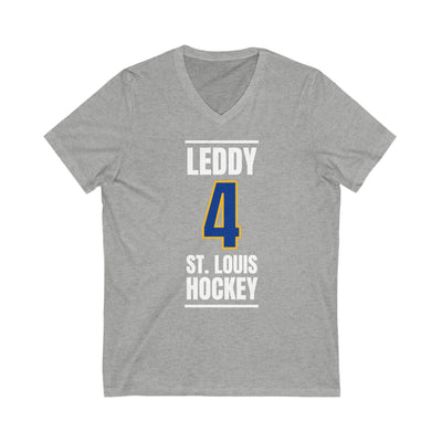 Leddy 4 St. Louis Hockey Blue Vertical Design Unisex V-Neck Tee