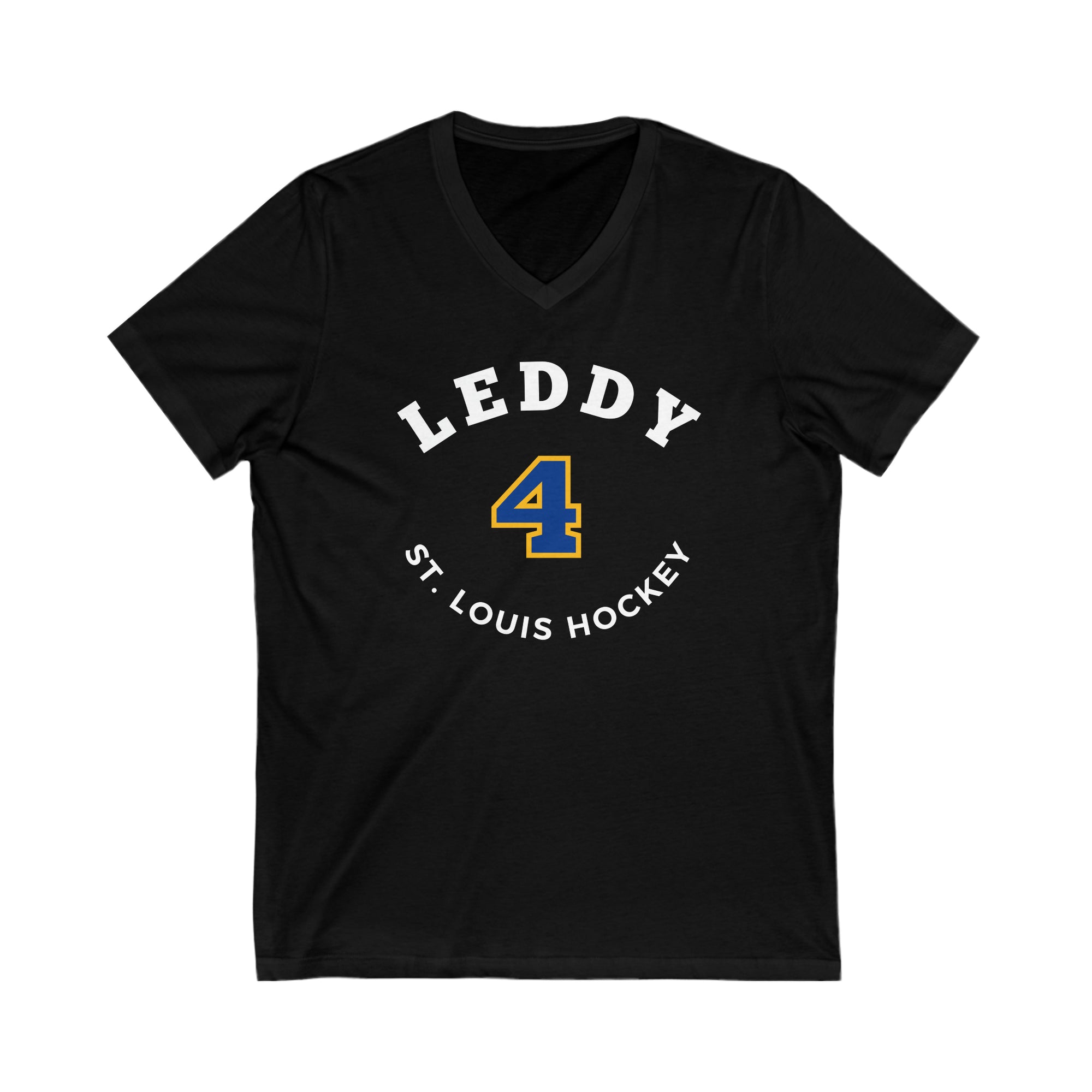 Leddy 4 St. Louis Hockey Number Arch Design Unisex V-Neck Tee