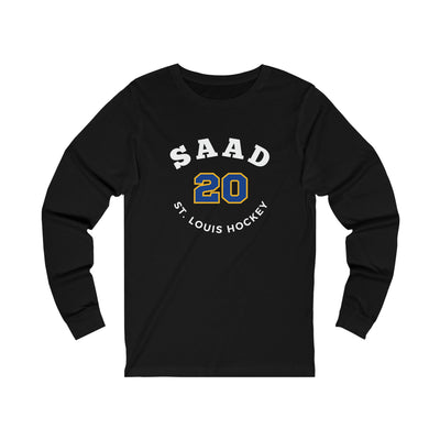 Saad 20 St. Louis Hockey Number Arch Design Unisex Jersey Long Sleeve Shirt