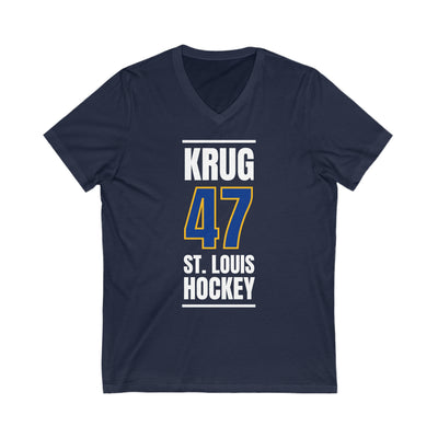 Krug 47 St. Louis Hockey Blue Vertical Design Unisex V-Neck Tee