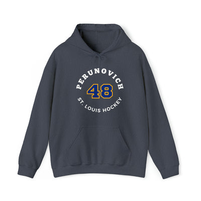 Perunovich 48 St. Louis Hockey Number Arch Design Unisex Hooded Sweatshirt