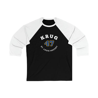 Krug 47 St. Louis Hockey Number Arch Design Unisex Tri-Blend 3/4 Sleeve Raglan Baseball Shirt