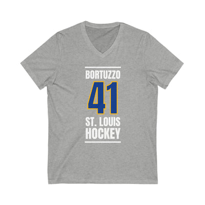 Bortuzzo 41 St. Louis Hockey Blue Vertical Design Unisex V-Neck Tee