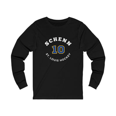 Schenn 10 St. Louis Hockey Number Arch Design Unisex Jersey Long Sleeve Shirt