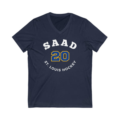 Saad 20 St. Louis Hockey Number Arch Design Unisex V-Neck Tee