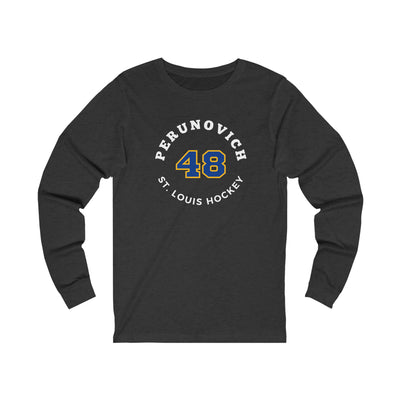 Perunovich 48 St. Louis Hockey Number Arch Design Unisex Jersey Long Sleeve Shirt