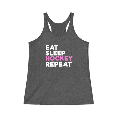 "Eat, Sleep, Hockey, Repeat" Women's Tri-Blend Racerback Tank Top