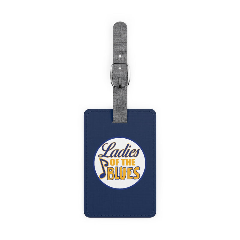 Ladies Of The Blues Leather Luggage Tag In Navy Blue