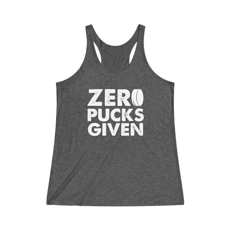 "Zero Pucks Given" Women's Tri-Blend Racerback Tank Top