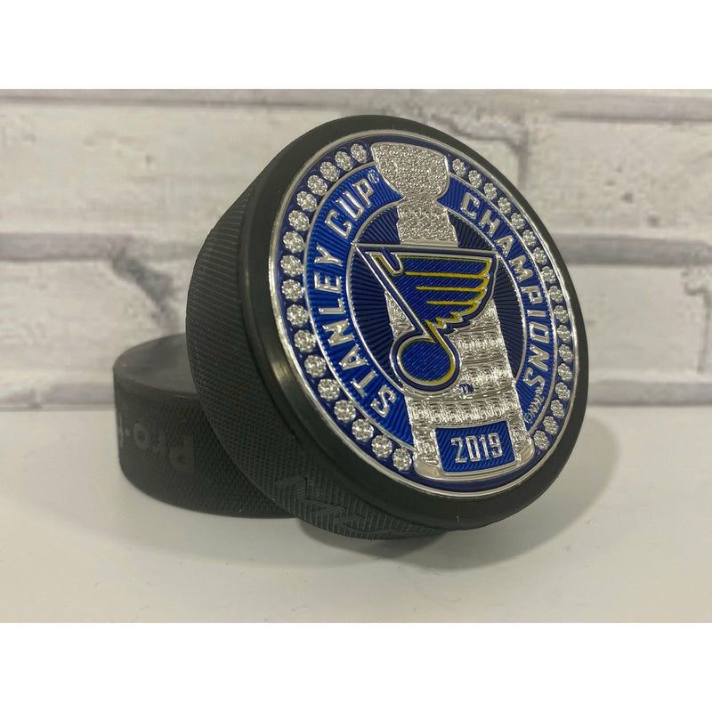 St. Louis Blues Silver Medallion Hockey Puck