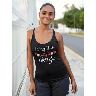 "Living That Hockey Mom Lifestyle" Women's Tri-Blend Racerback Tank Top